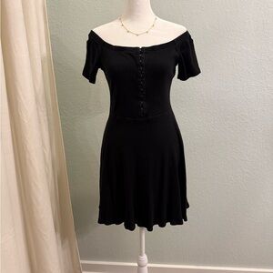 Wild Fable Elegant Black Off-Shoulder Mini Dress